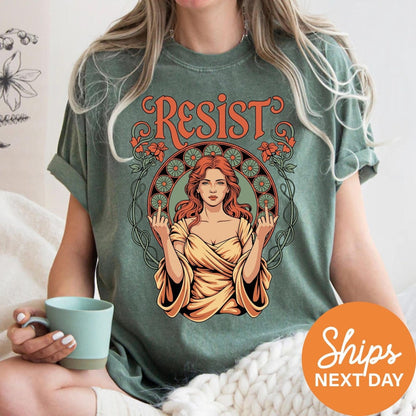 Resist Art Nouveau Graphic Tee ,Feminist Empowerment Shirt