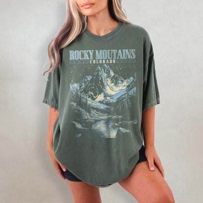 Rocky Mountains Shirt, Retro Comfort Colors T-Shirt, Colorado Tshirt, National Park T Shirt, Nature Graphic Tee, Mountaineer Tee