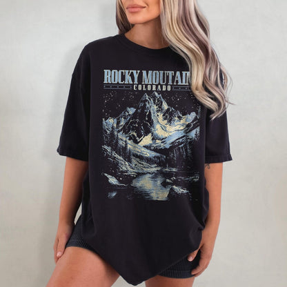 Rocky Mountains Shirt, Retro Comfort Colors T-Shirt, Colorado Tshirt, National Park T Shirt, Nature Graphic Tee, Mountaineer Tee