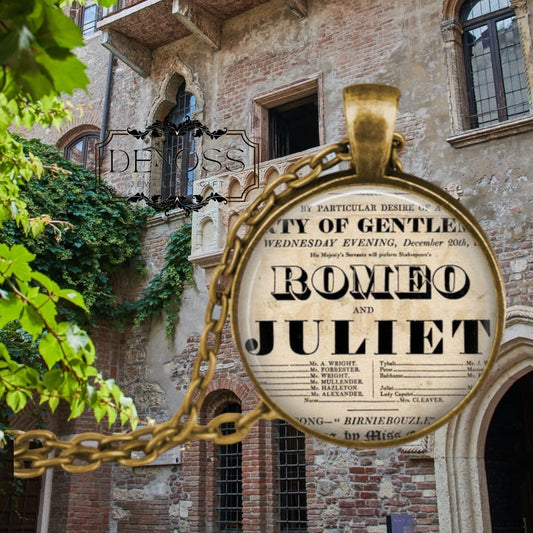 Romeo and Juliet Playbill Pendant Necklace,Shakespeare Theater Gift - Denoss