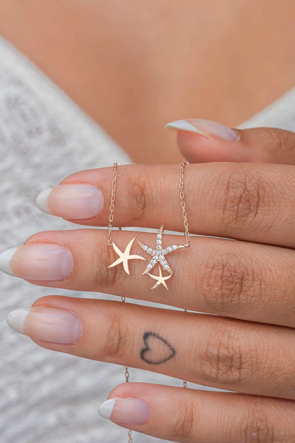 925 Sterling Silver Chain Three Stars Necklace
