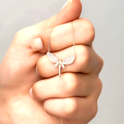 925 Sterling Silver Rosegold Fairy Necklace