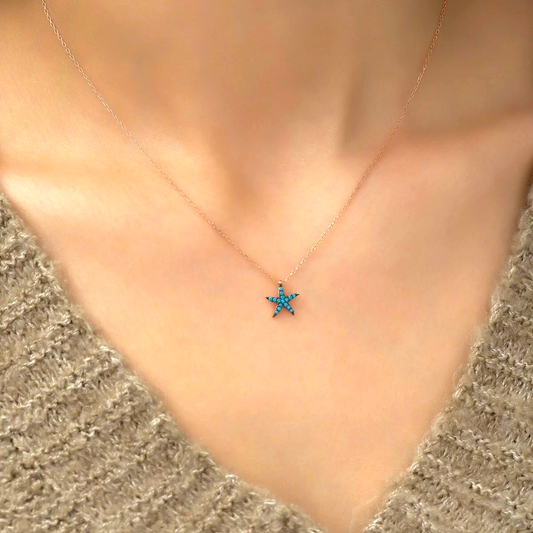 925 Sterling Silver Chain Starfish Necklace