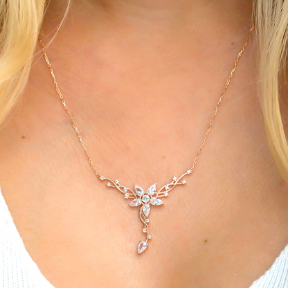 925 Sterling Silver Rosegold Ivy Star Detailed Necklace