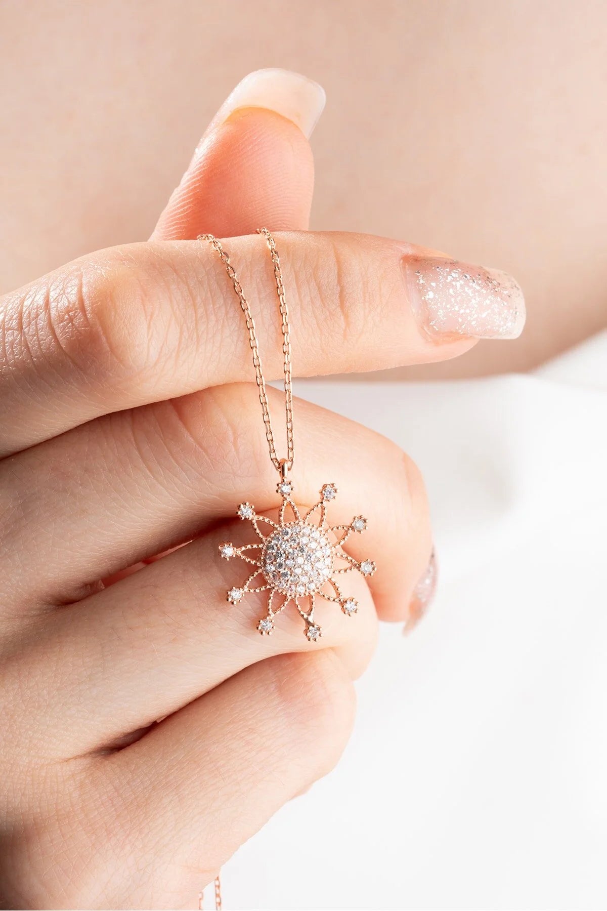 925 Sterling Silver Chain Sun Necklace