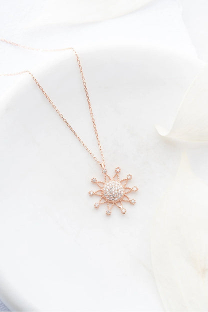 925 Sterling Silver Chain Sun Necklace