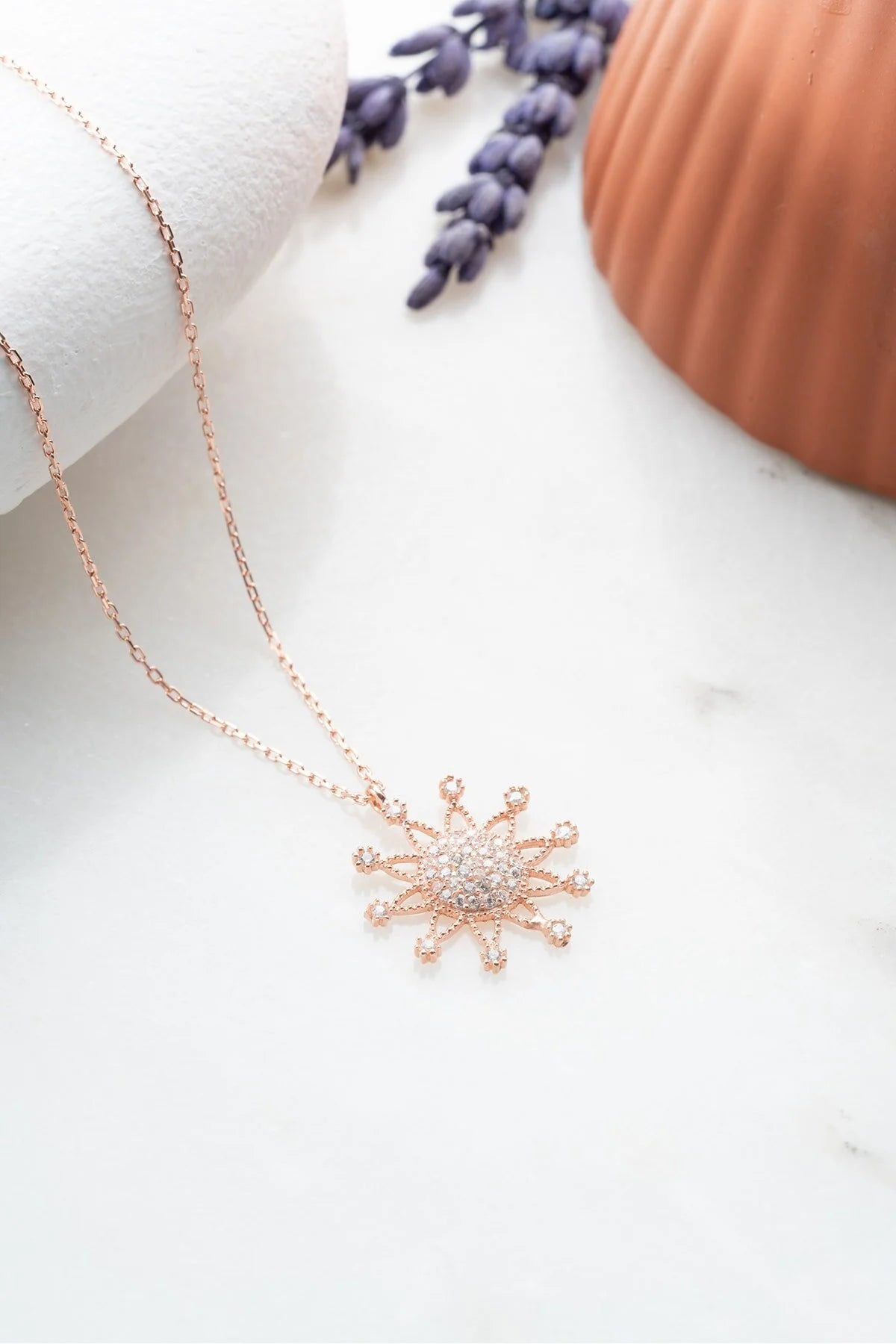 925 Sterling Silver Chain Sun Necklace