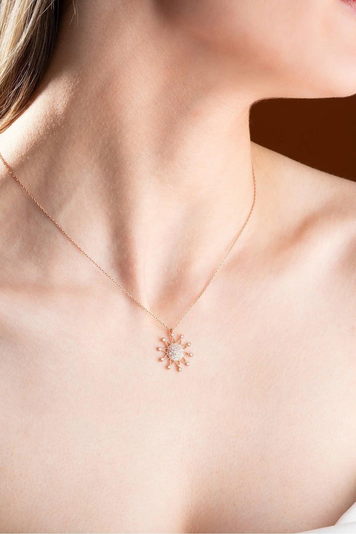 925 Sterling Silver Chain Sun Necklace