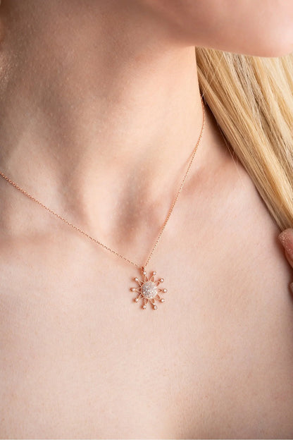 925 Sterling Silver Chain Sun Necklace