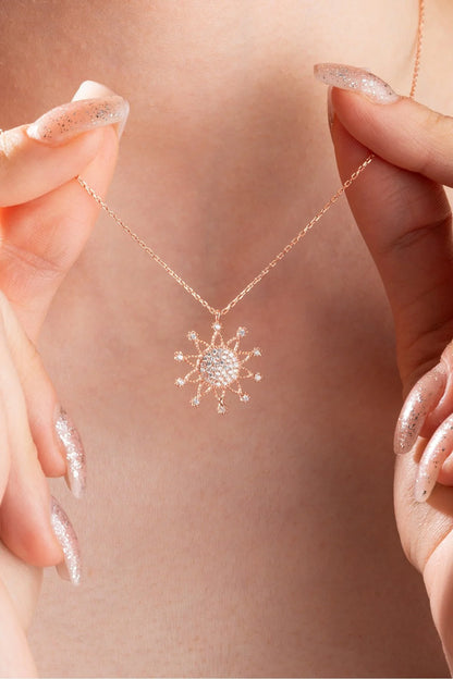 925 Sterling Silver Chain Sun Necklace