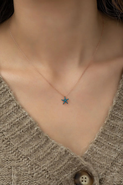 925 Sterling Silver Chain Starfish Necklace