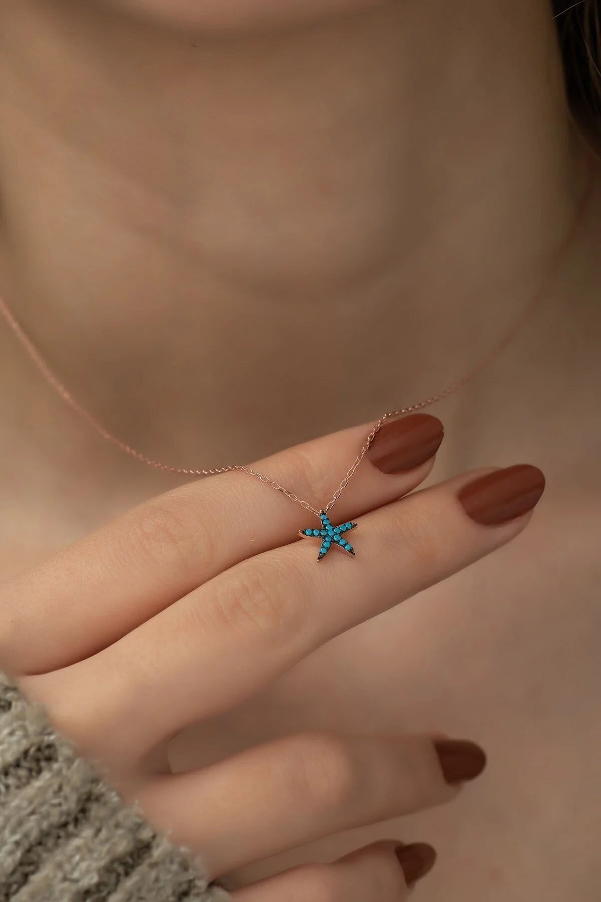 925 Sterling Silver Chain Starfish Necklace