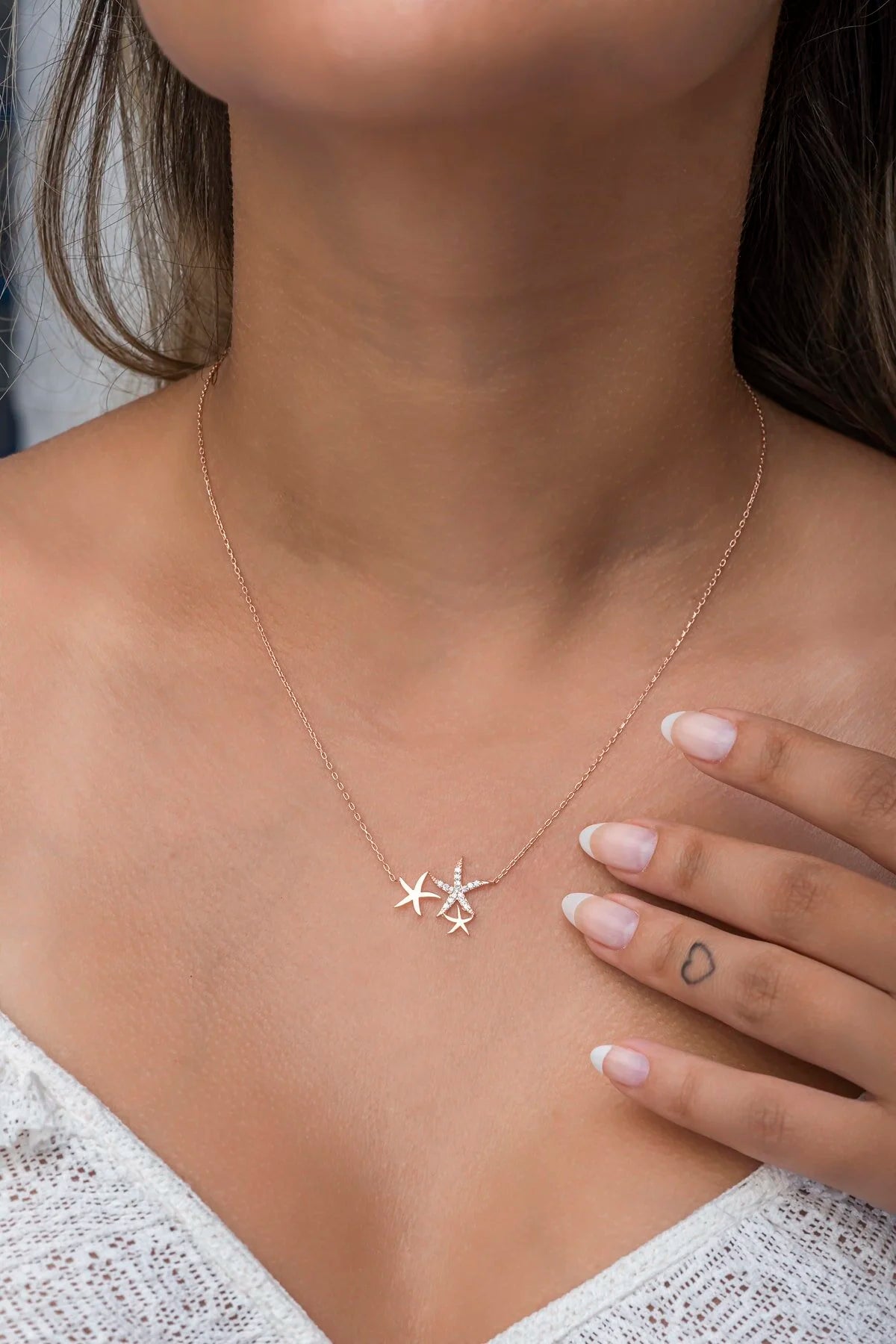 925 Sterling Silver Chain Three Stars Necklace