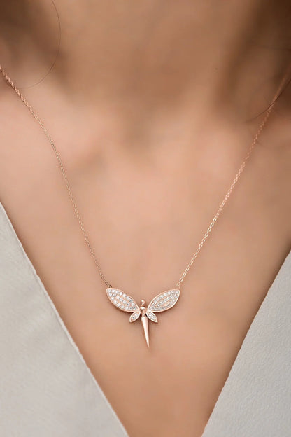 925 Sterling Silver Rosegold Fairy Necklace