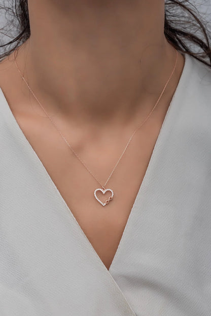 925 Sterling Silver Rosegold Infinity Heart Necklace