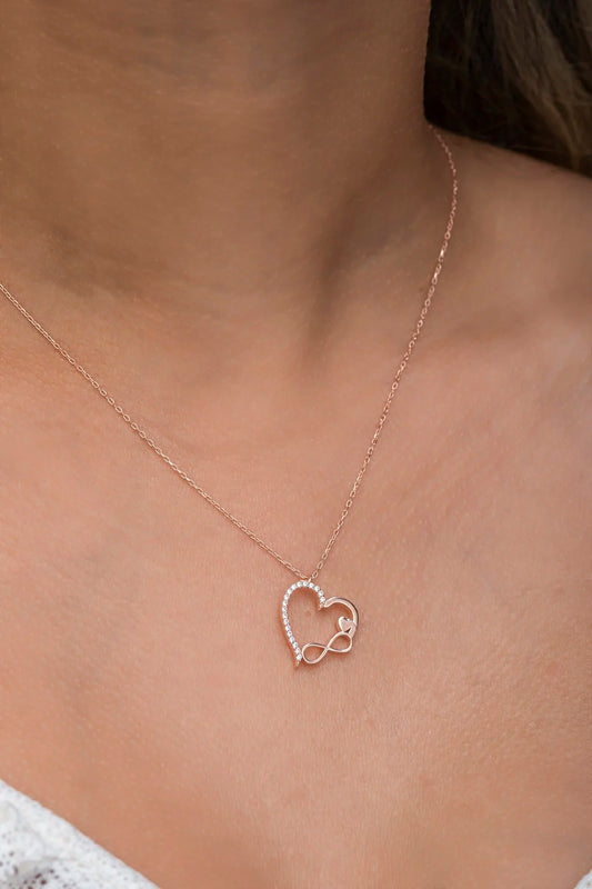 925 Sterling Silver Chain Love and Infinity Necklace