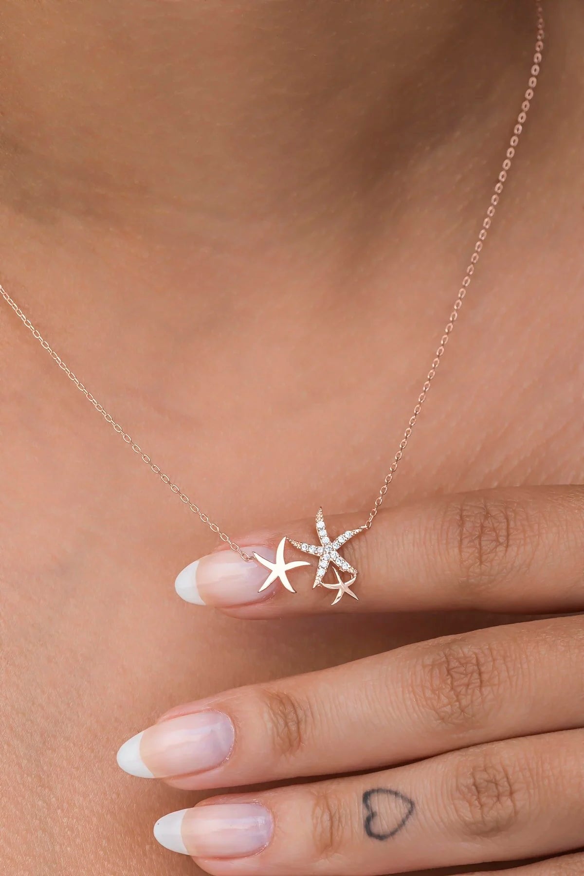 925 Sterling Silver Chain Three Stars Necklace