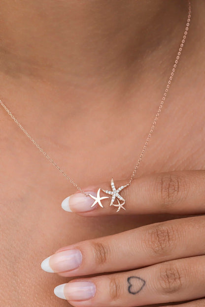 925 Sterling Silver Chain Three Stars Necklace
