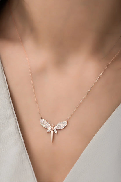 925 Sterling Silver Rosegold Fairy Necklace