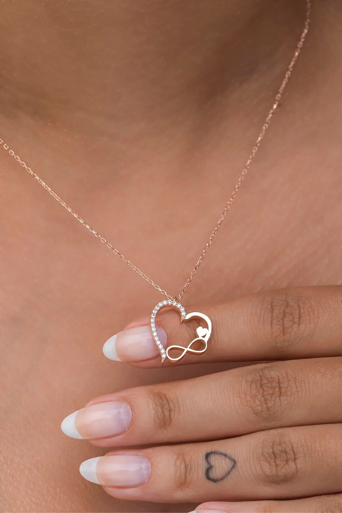 925 Sterling Silver Chain Love and Infinity Necklace