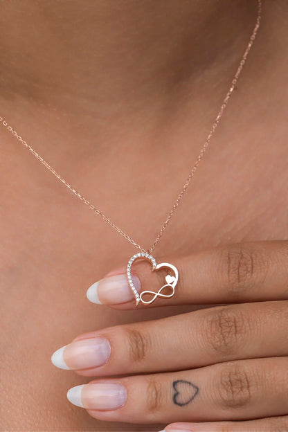 925 Sterling Silver Chain Love and Infinity Necklace