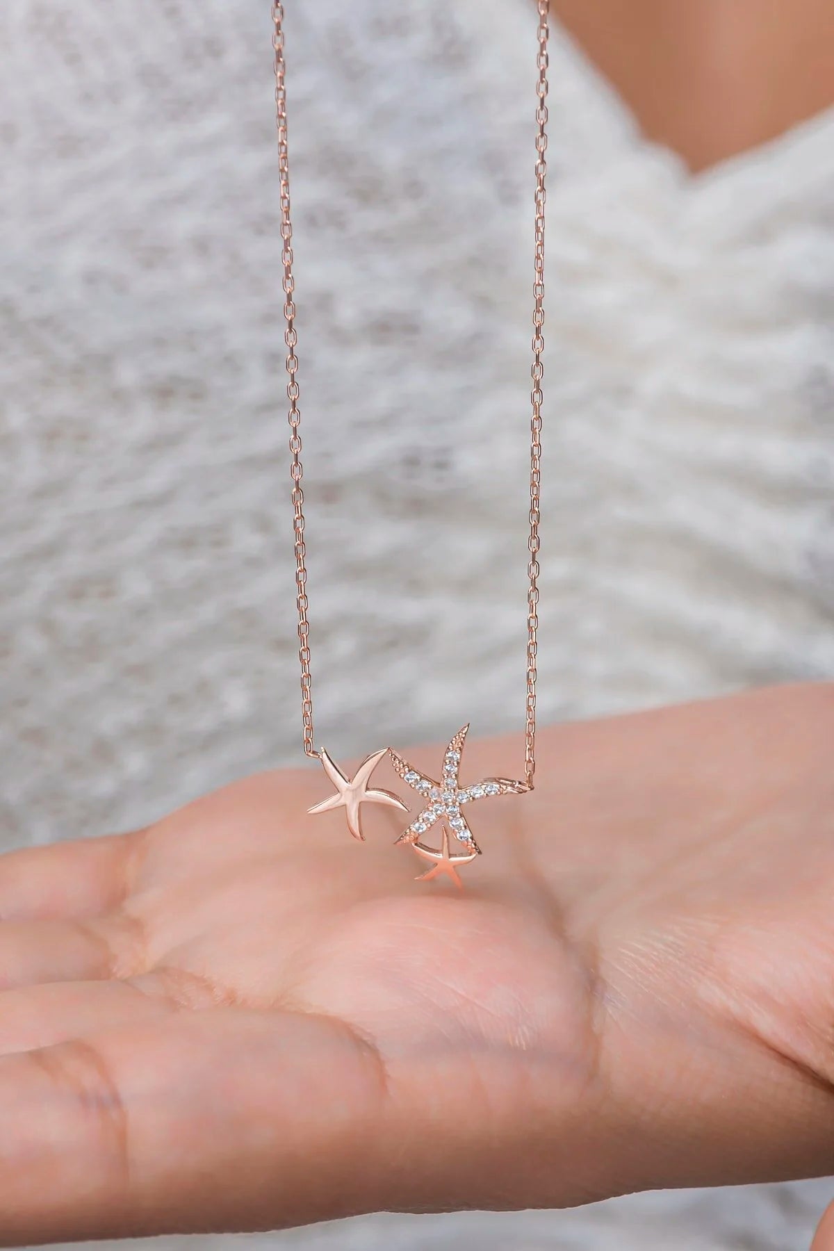 925 Sterling Silver Chain Three Stars Necklace