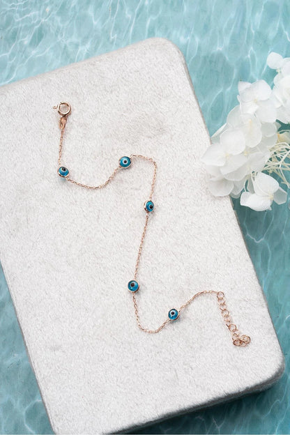 925 Sterling Silver Single Row Evil Eye Bracelet