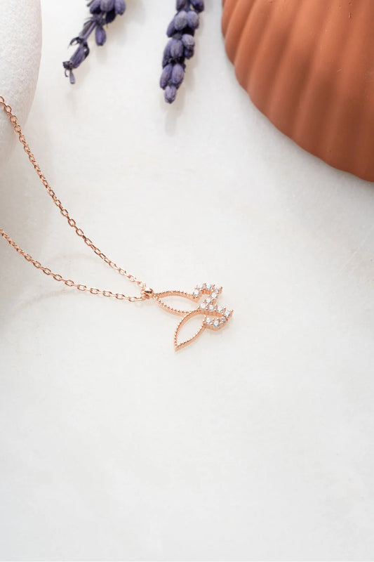 925 Sterling Silver Rosegold Butterfly Necklace