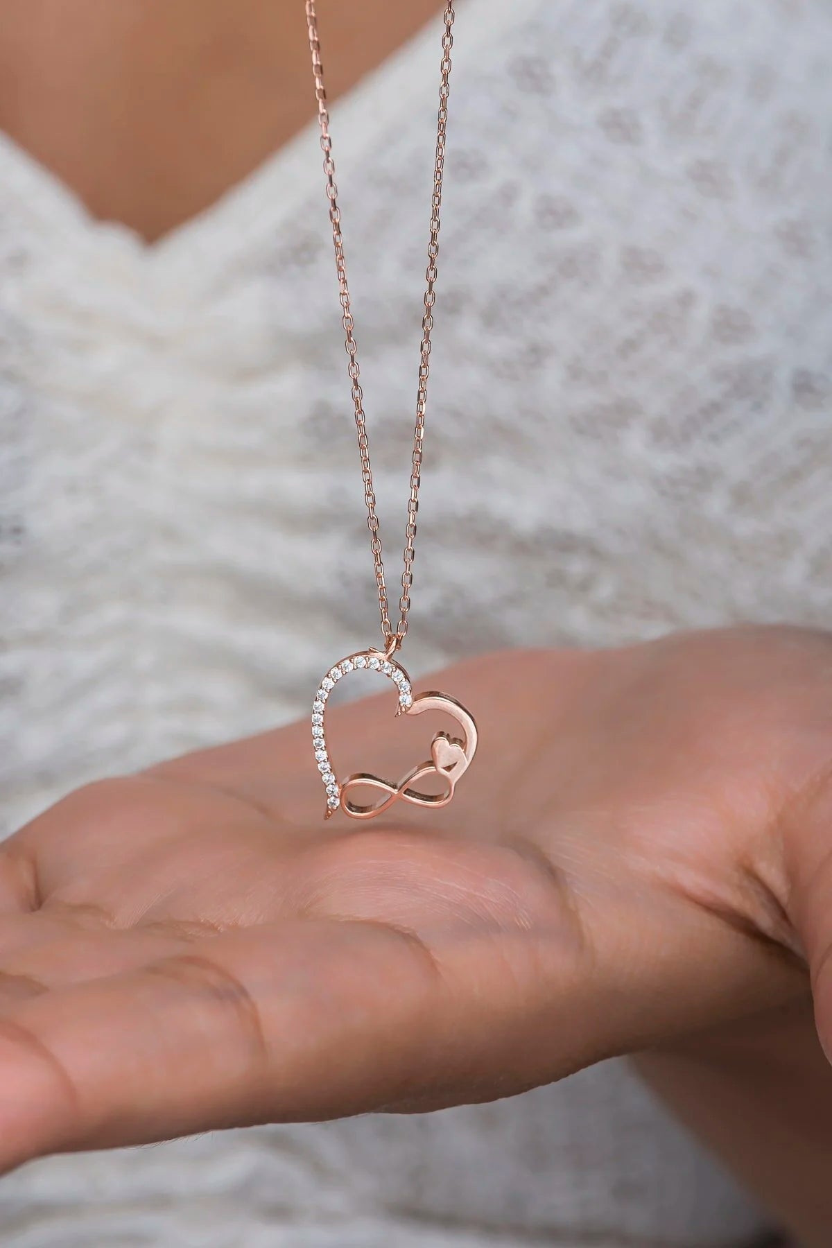 925 Sterling Silver Chain Love and Infinity Necklace