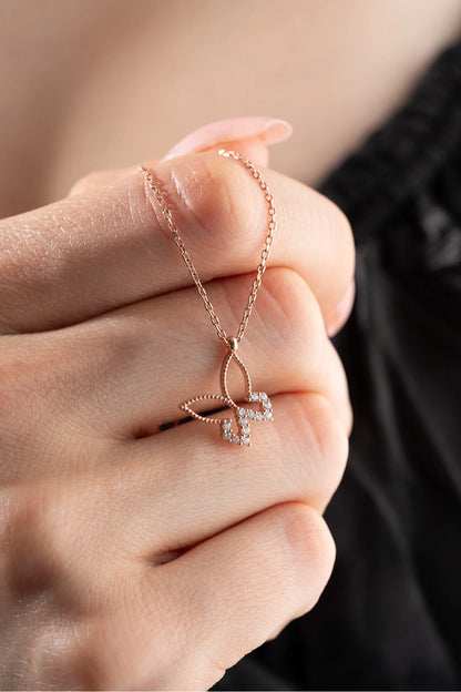 925 Sterling Silver Chain Zircon Butterfly Necklace