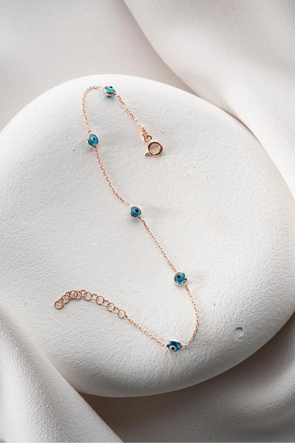 925 Sterling Silver Single Row Evil Eye Bracelet