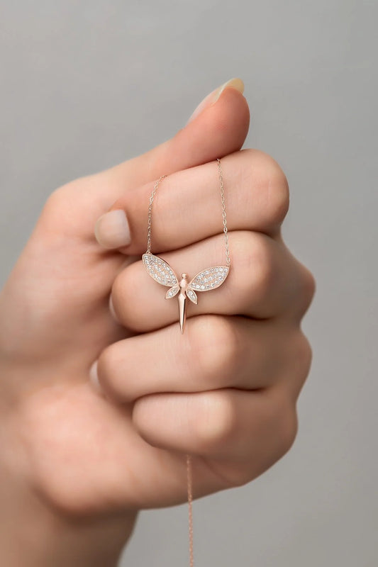 925 Sterling Silver Rosegold Fairy Necklace