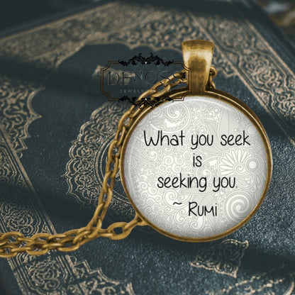 Rumi Quote Pendant Necklace,Inspirational Jewelry,Eastern Religion