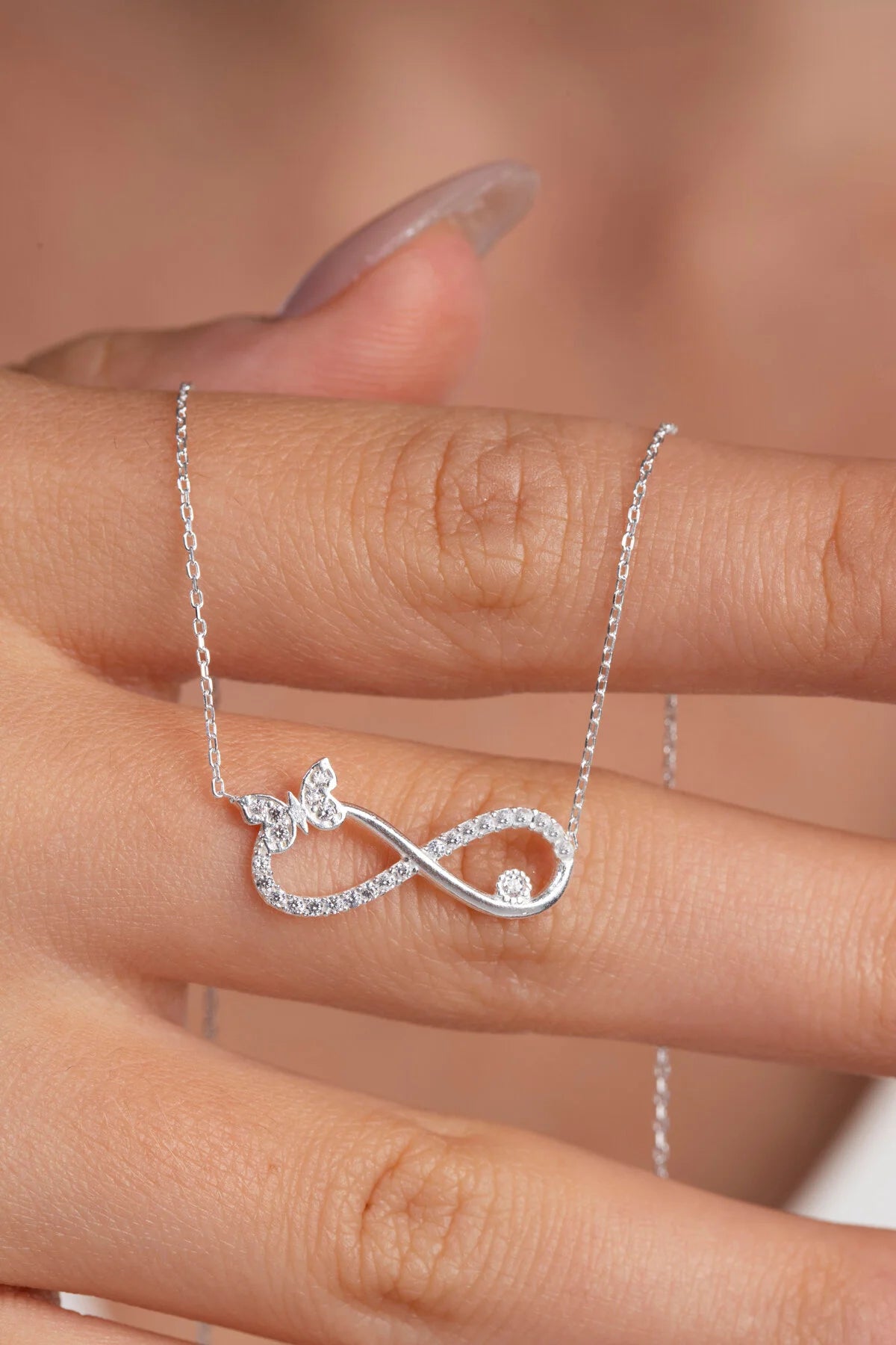 Infinity Butterfly 925 Sterling Silver Necklace