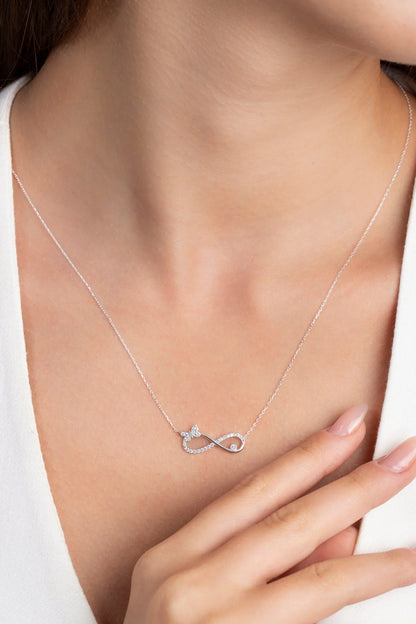 Infinity Butterfly 925 Sterling Silver Necklace