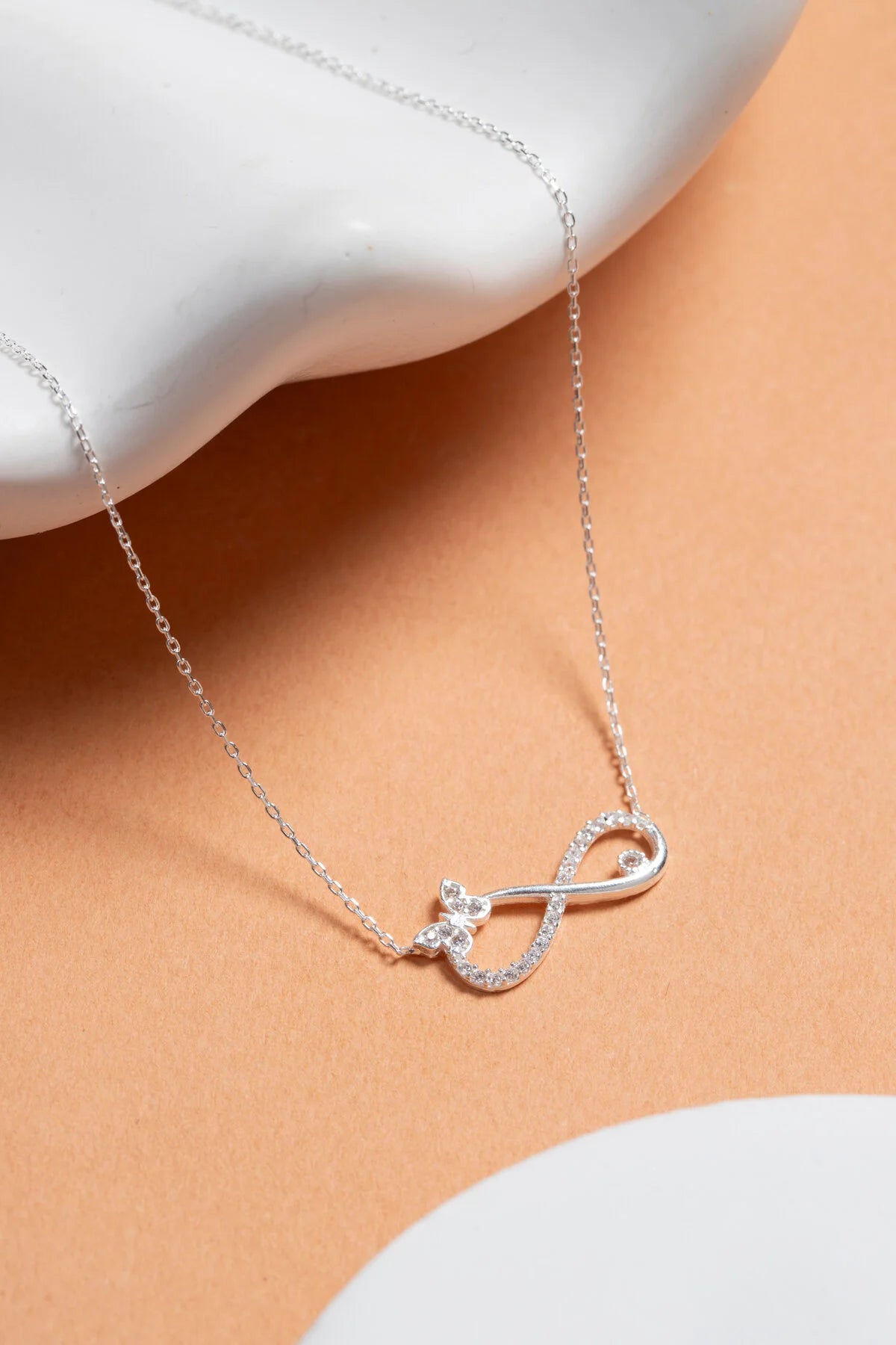 Infinity Butterfly 925 Sterling Silver Necklace