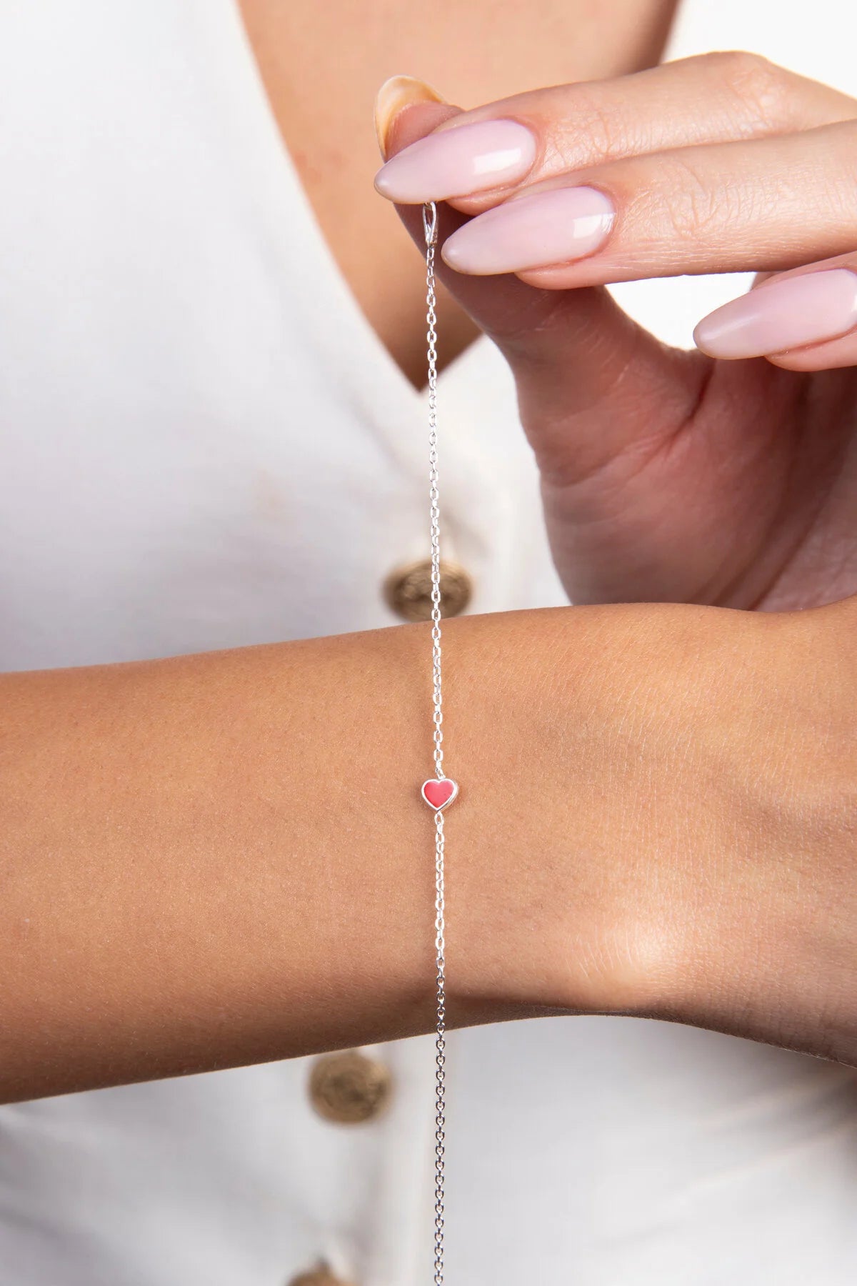 Silver-Gold-Rosegold Minimalist Enamel Heart Bracelet