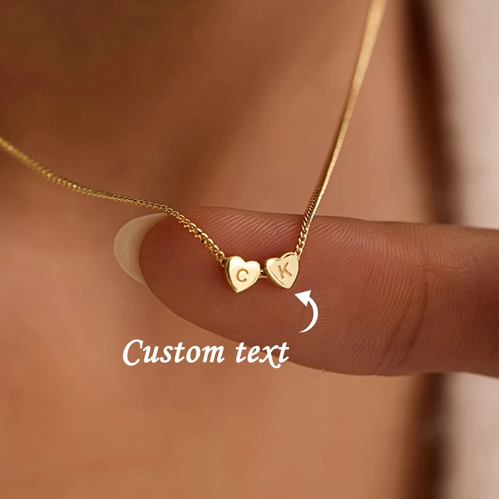 3D Heart Charm Necklace, Minimalist Heart Pendent Necklace, Custom Initial Heart Bracelet, Personalized Jewelry, Mother's Day Gift for Her