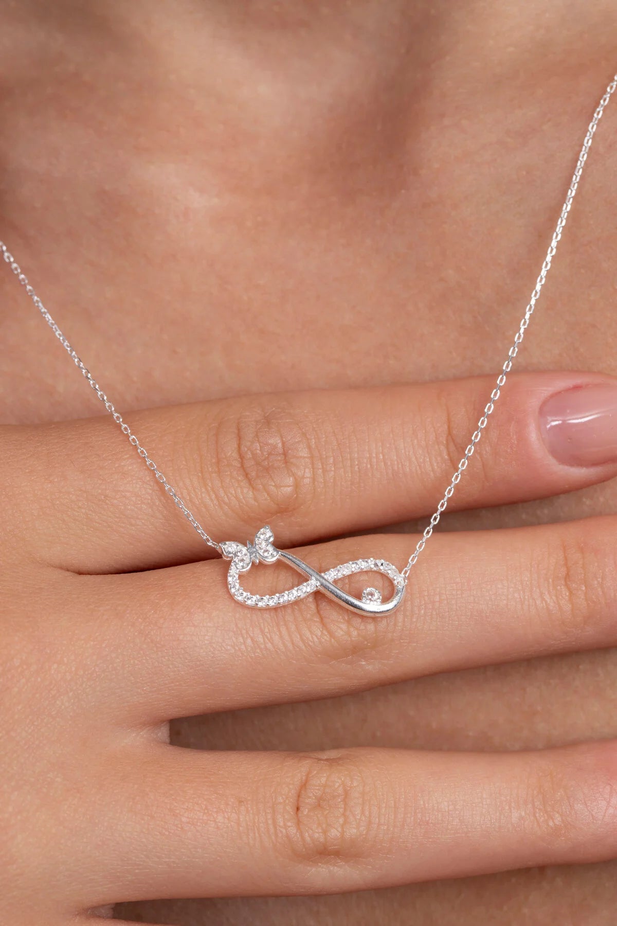 Infinity Butterfly 925 Sterling Silver Necklace