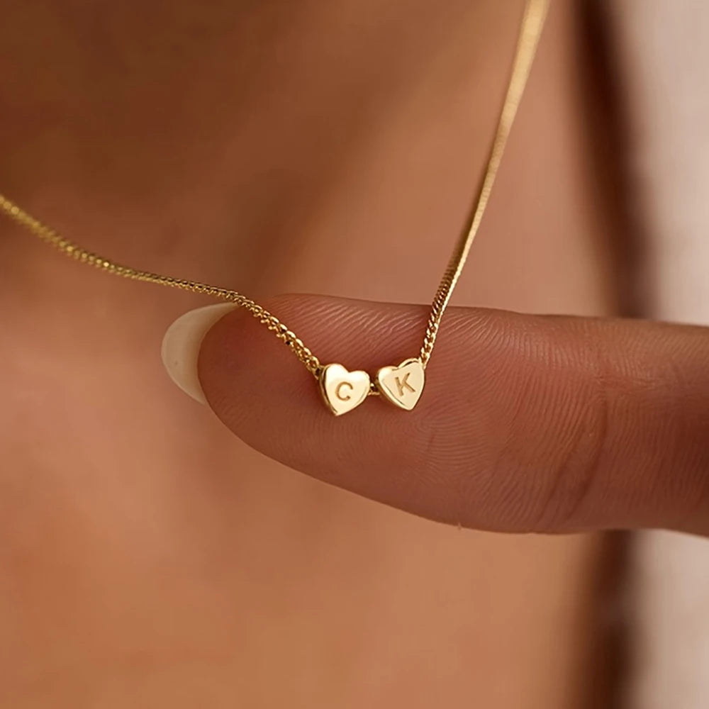 3D Heart Charm Necklace, Minimalist Heart Pendent Necklace, Custom Initial Heart Bracelet, Personalized Jewelry, Mother's Day Gift for Her