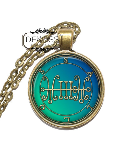 SALLOS Necklace,Saleos,Sigil,Demon Duke,Day Demon,Goetia,Goetic Demon,Art Pendant Necklace,Glass Pendant