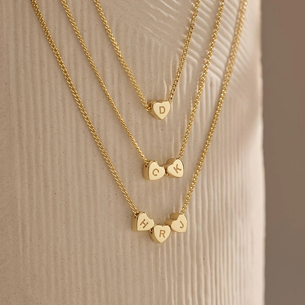 3D Heart Charm Necklace, Minimalist Heart Pendent Necklace, Custom Initial Heart Bracelet, Personalized Jewelry, Mother's Day Gift for Her