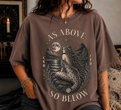 Selkie As Above So Below Shirt ,Mystical Shirt ,Selkie Shirt ,Sea Witch Shirt ,Selkie Folklore ,Whimisgoth ,Coastal, Gothic, Whimsigoth Clothing