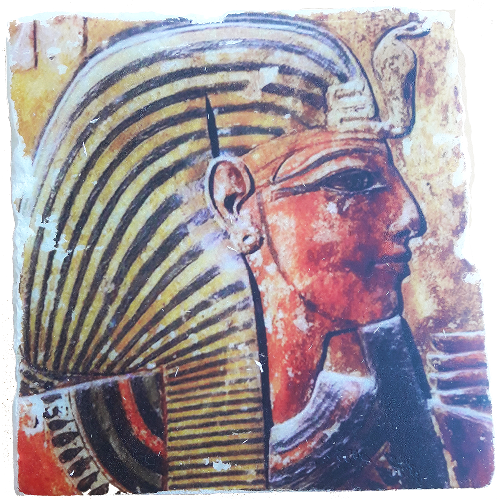 The head of Seti I from the Tomb of Seti,New Kingdom by Egyptian 19th Dynasty,Replica Fresco on Antique Marble