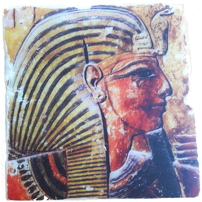 The head of Seti I from the Tomb of Seti,New Kingdom by Egyptian 19th Dynasty,Replica Fresco on Antique Marble
