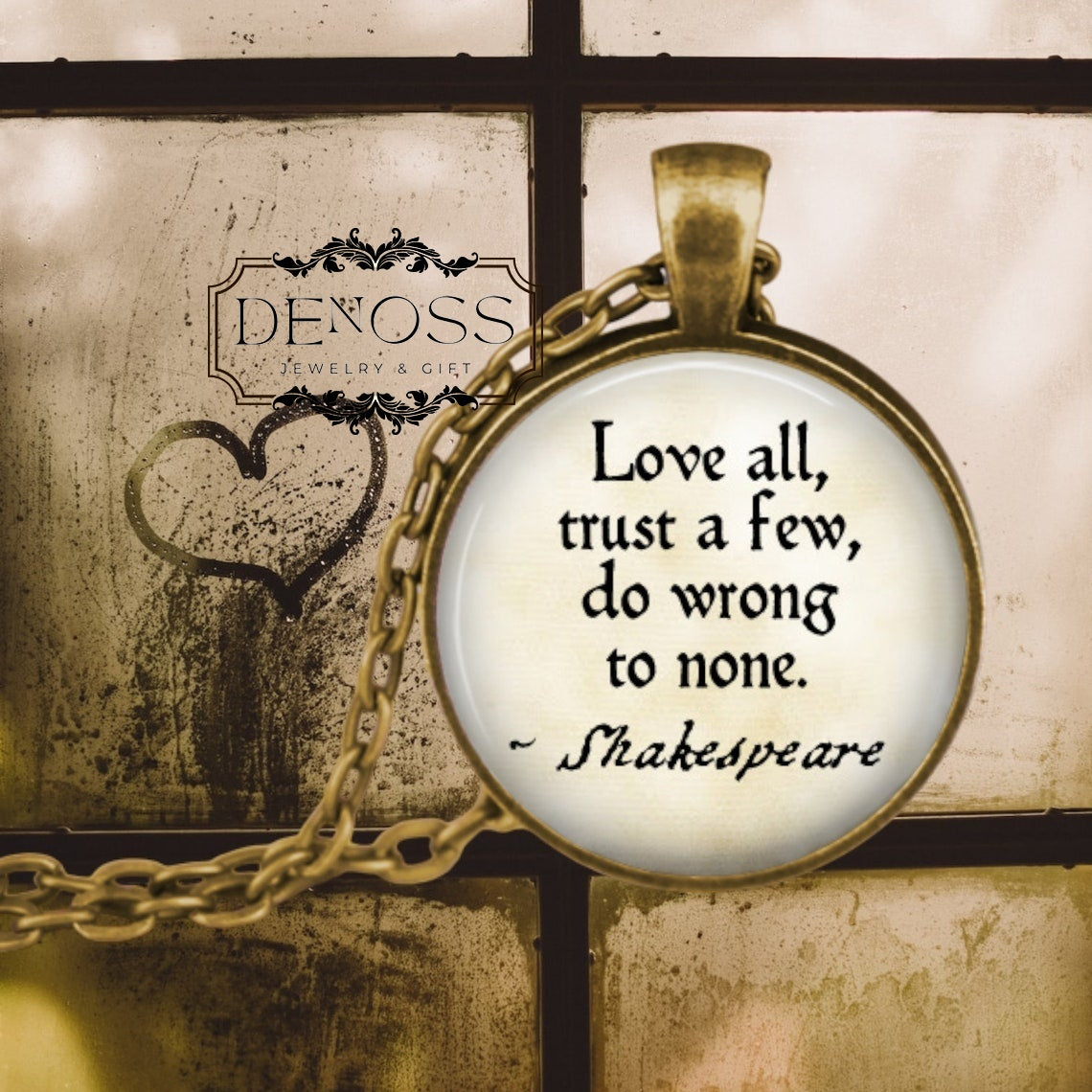 Shakespeare Quote Pendant Necklace,Literary Jewelry Gift