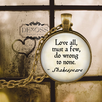 Shakespeare Quote Pendant Necklace,Literary Jewelry Gift