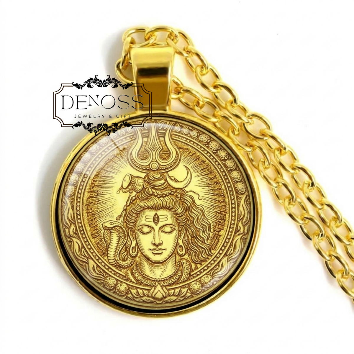 Shiva Necklace,Trident Pendant,Gold Hindu God Jewelry,Meditation Gift,Diwali Gift