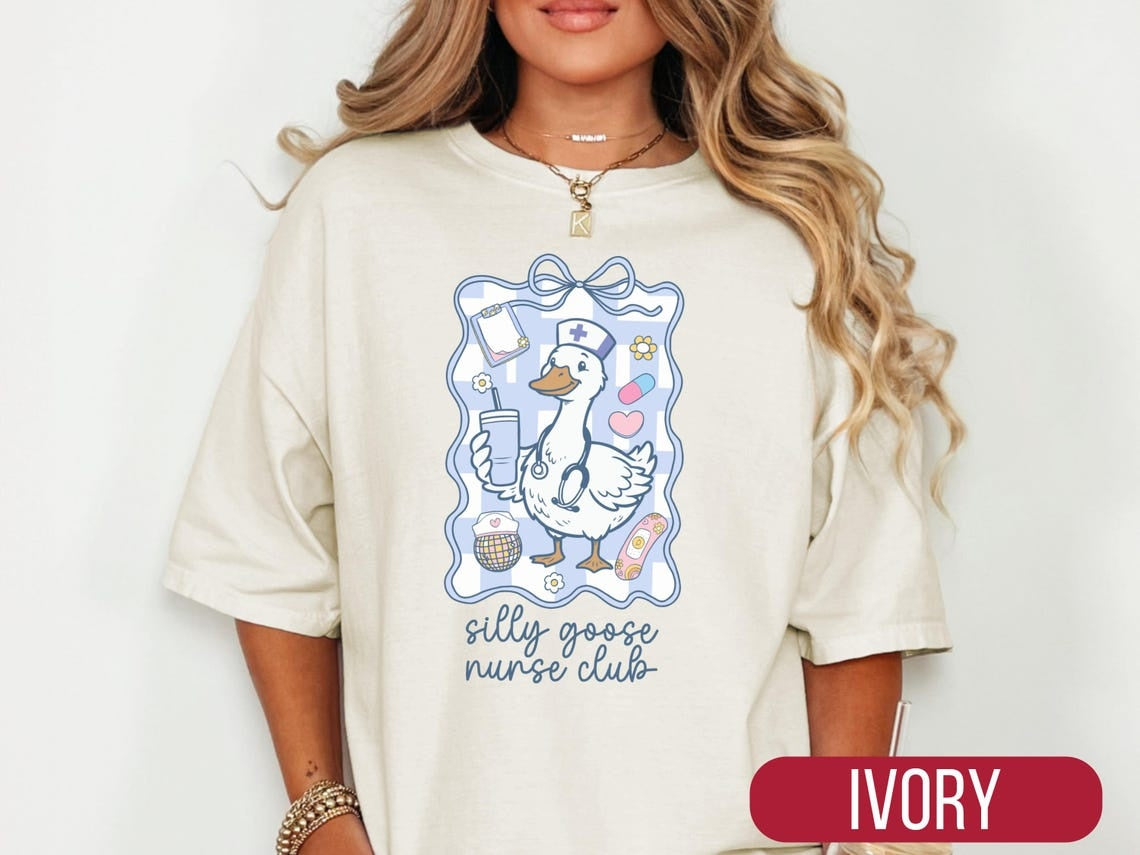 Silly Goose Nurse Club T-Shirt, Funny Nursing Gift for Healthcare Worker, RN LPN Student Appreciation Tee, Cute Medical Top