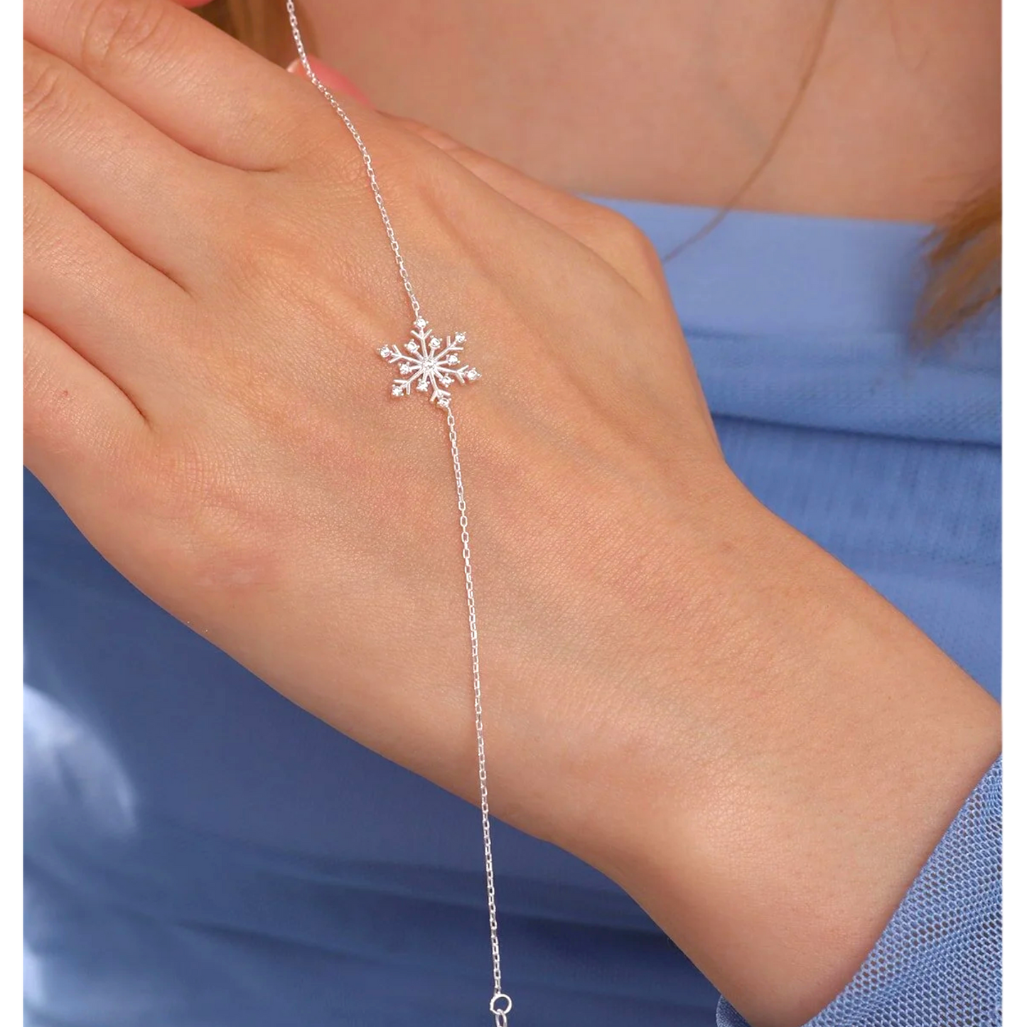 925 Sterling Silver Chain Snowflake Gold-Silver Bracelet